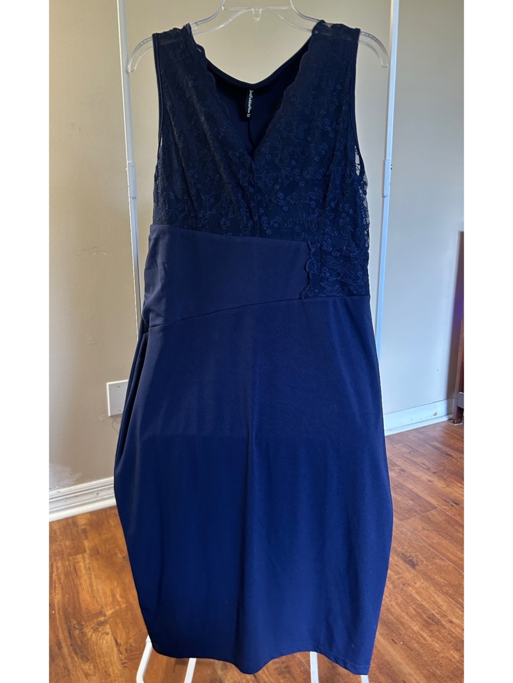 JustFashionNow Navy Blue Lace & Chiffon Dress w Jacket XXL